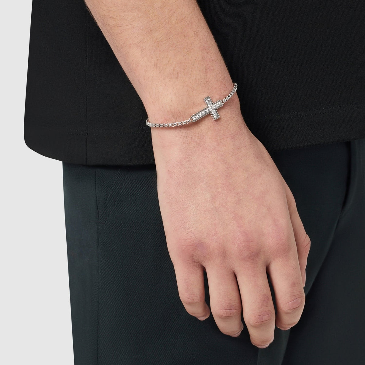 Pulsera de cruz helada (Plata)