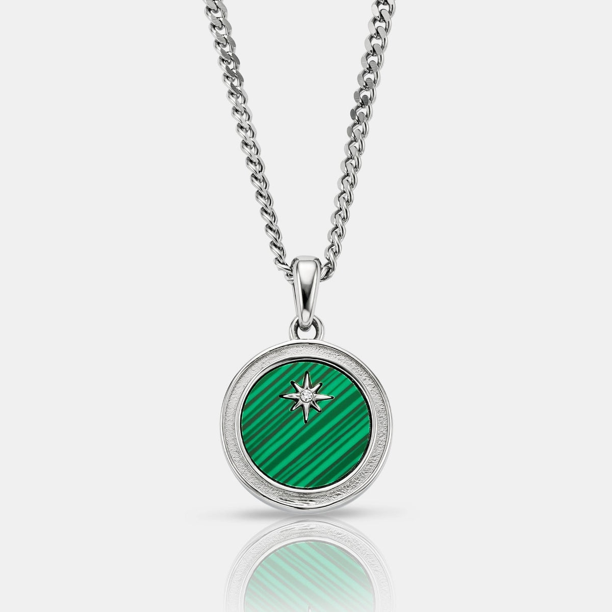 Estrella del norte de malaquita (plata)
