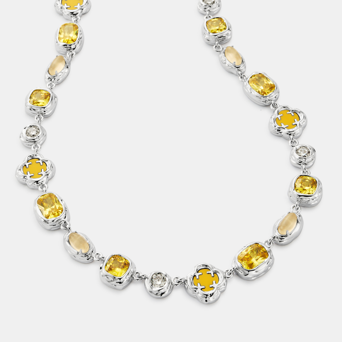 Collar de piedra preciosa Citrino derretido (Plata)