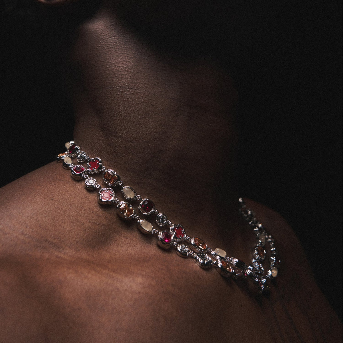 Collar de Piedra Rubí Derretida (Plata)