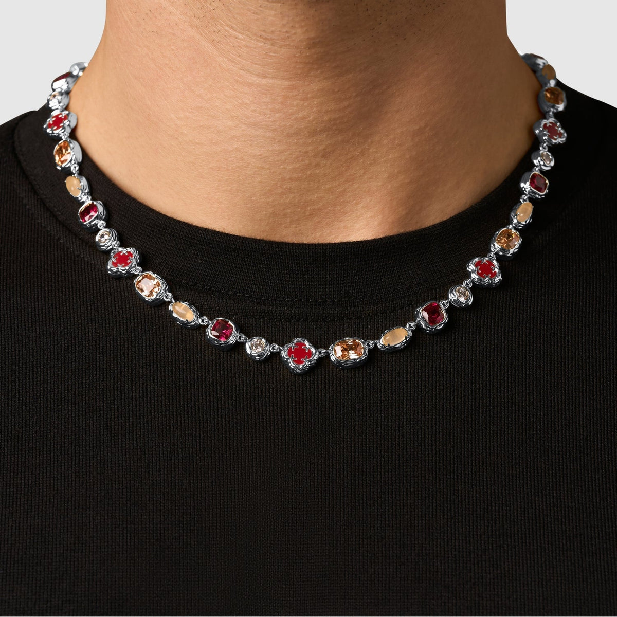 Collar de Piedra Rubí Derretida (Plata)