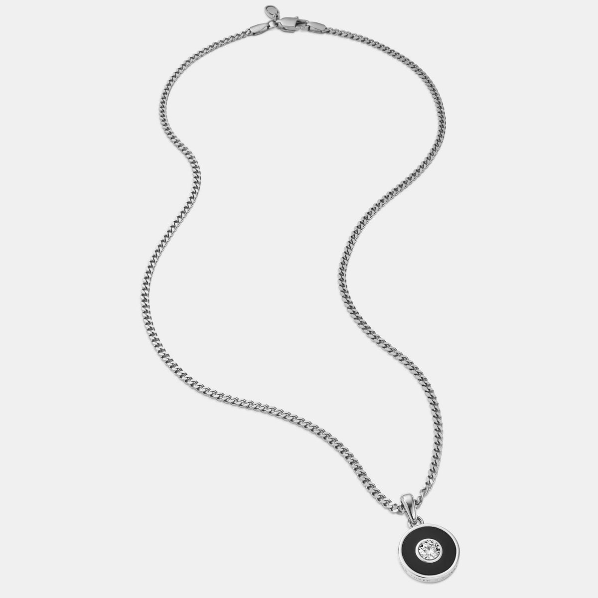 Colgante de gema redonda de ónice (plata)