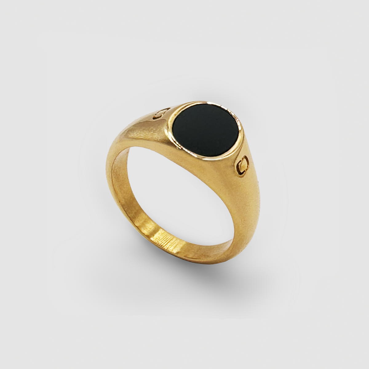 Anillo Sello de Piedra Ovalada Ónice (Oro)