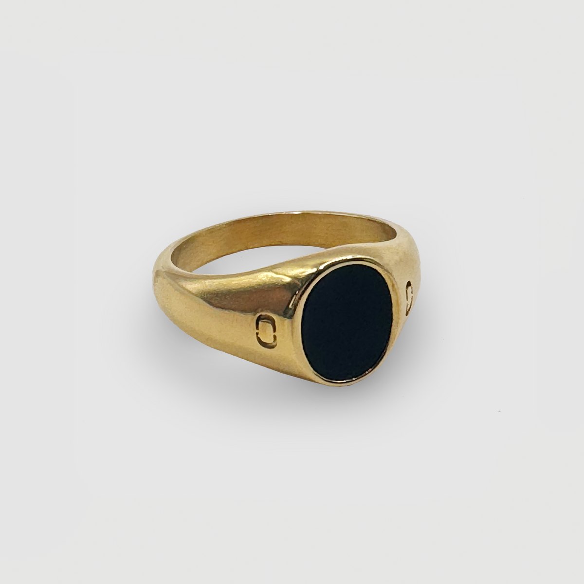 Anillo Sello de Piedra Ovalada Ónice (Oro)