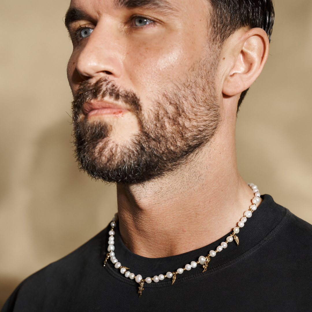 Collar de perlas reales con colgante (Oro)