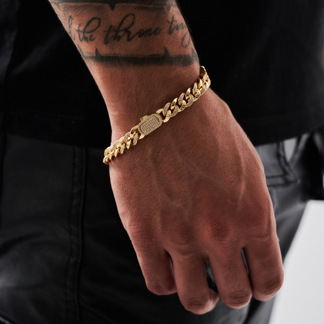 Pulsera Cubana Gold Ice (Oro) 8mm