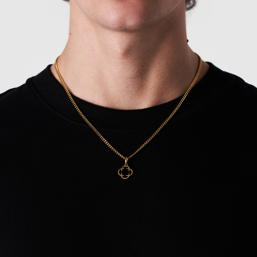 Colgante de Piedra de Trébol de Ónix (Oro)