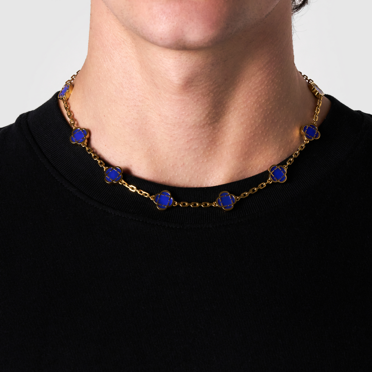 Collar de Piedra de Trébol Azul (Oro)