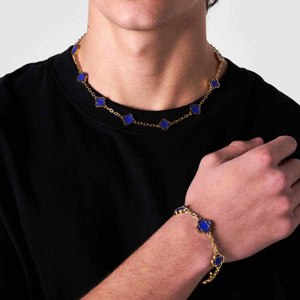 Collar de Piedra de Trébol Azul (Oro)