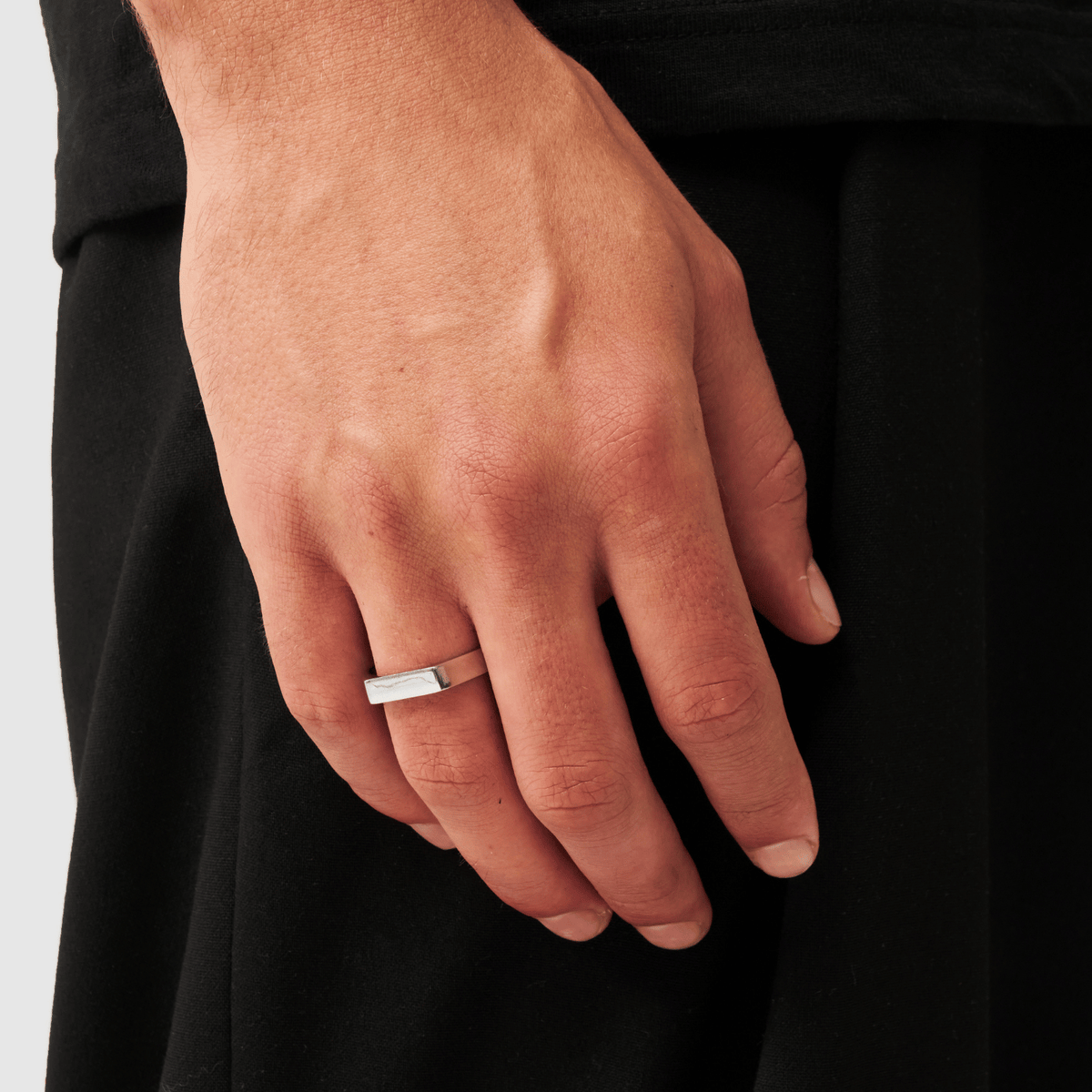 Anillo de sello rectangular (Plata)