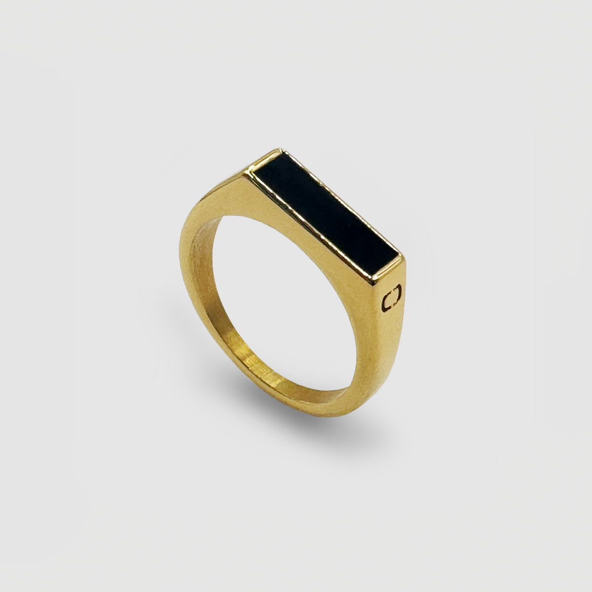 Anillo Sello de Piedra Rectangular Ónice (Oro)