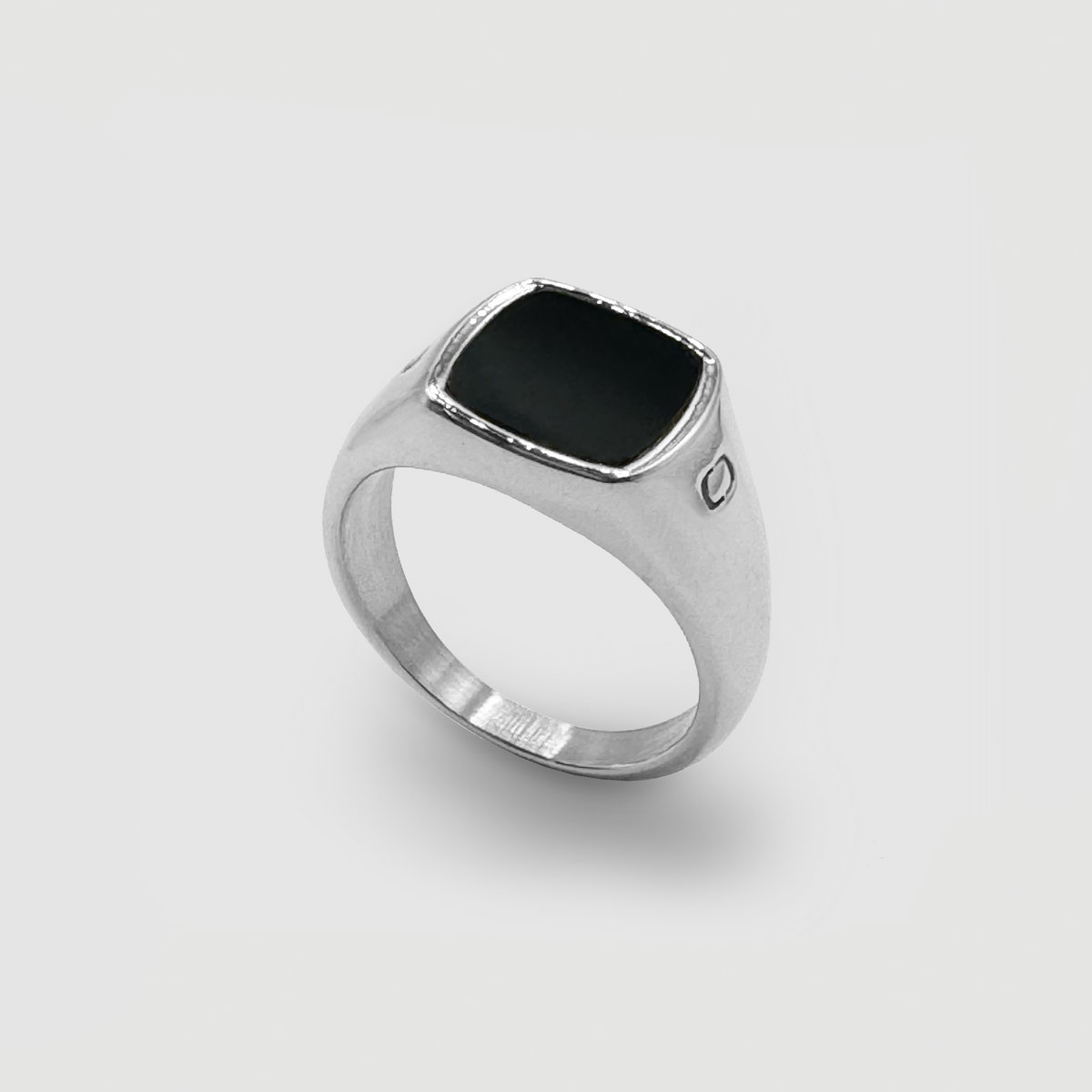Anillo Sello de Piedra Cuadrada Ónice (Plata)