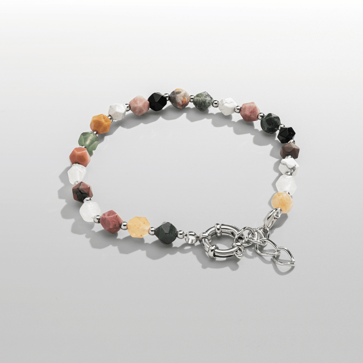 Pulsera de Cuentas de Piedra (Plata)