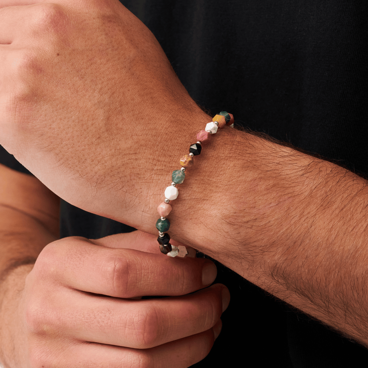 Pulsera de Cuentas de Piedra (Plata)