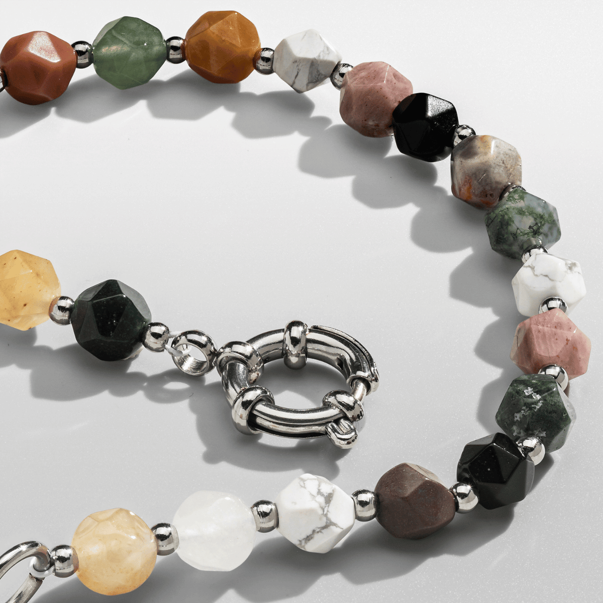 Pulsera de Cuentas de Piedra (Plata)
