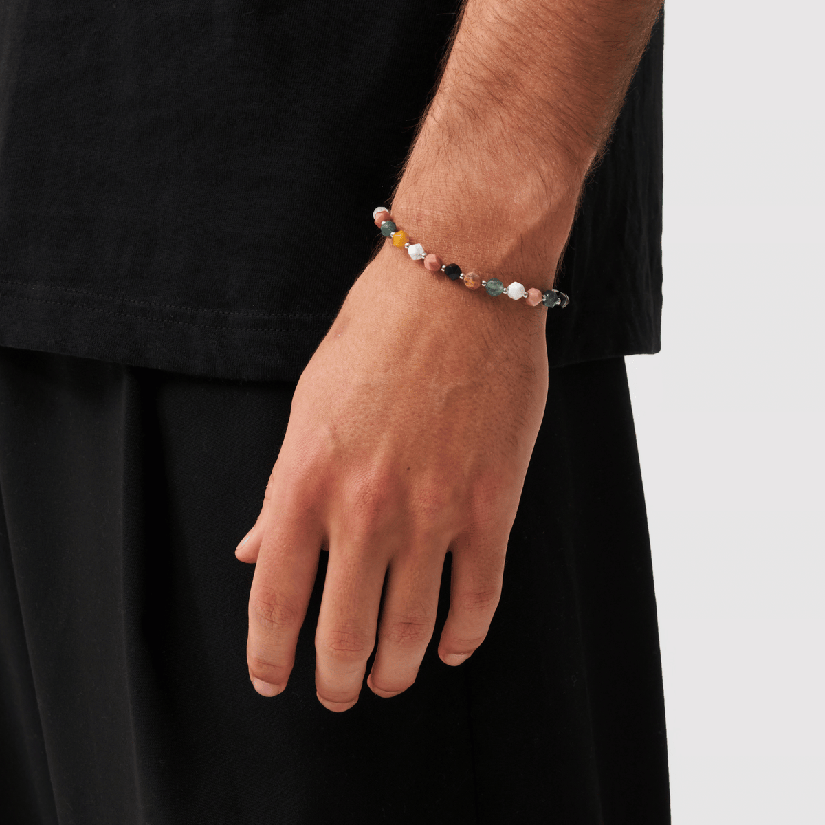 Pulsera de Cuentas de Piedra (Plata)