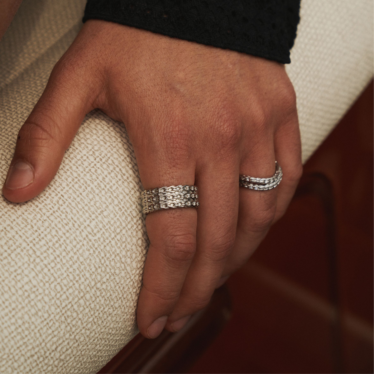 Anillo Apilado de Cuerda (Plata)
