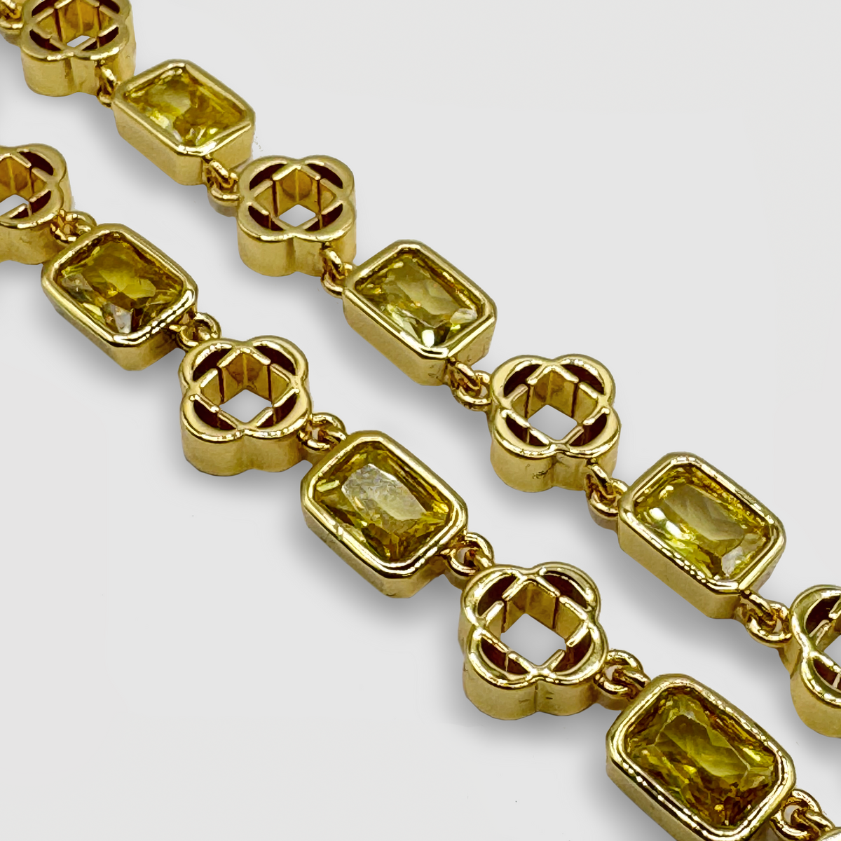 Collar de Trébol de Piedra Preciosa Amarilla (Oro)