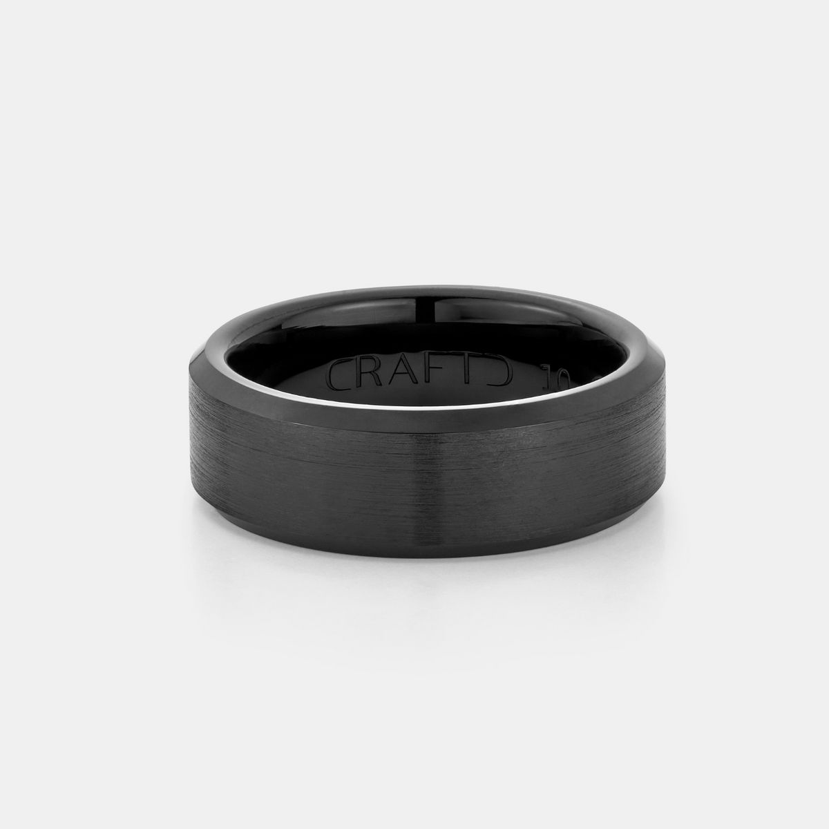 Anillo Biselado (Negro) 8mm | Plata Esterlina