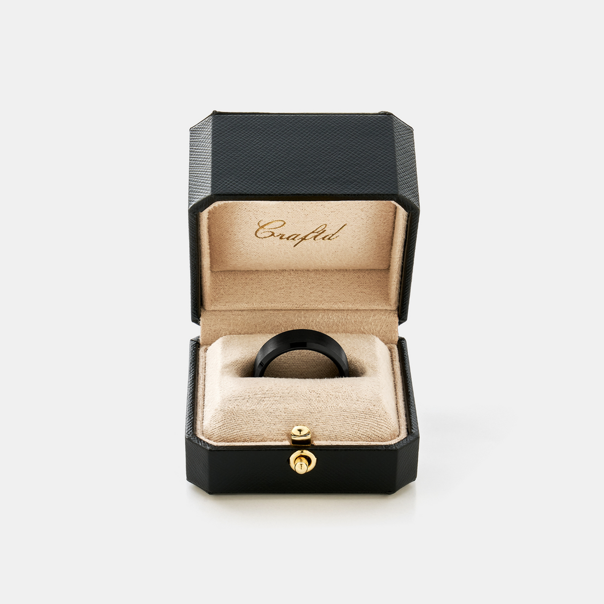 Anillo Biselado (Negro) 8mm | Plata Esterlina