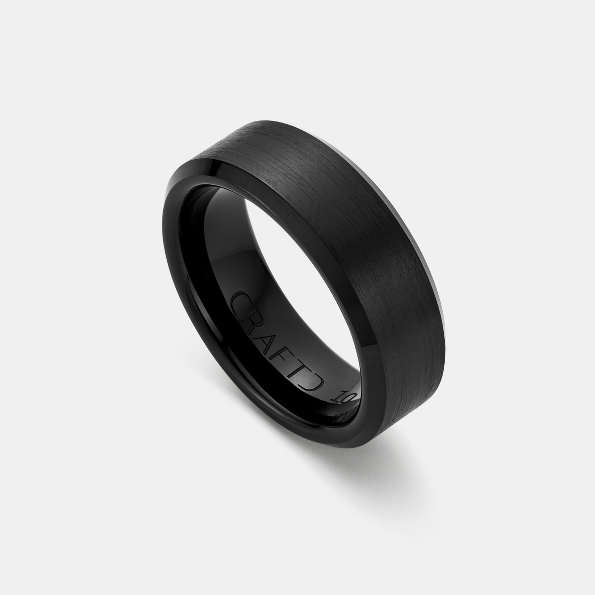 Anillo Biselado (Negro) 8mm | Plata Esterlina