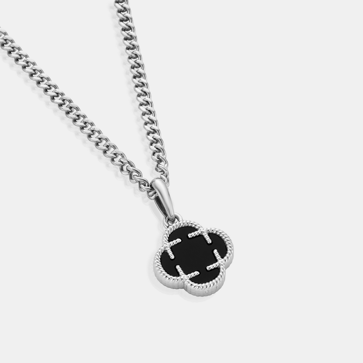 Colgante de Piedra de Trébol de Ónix (Plata)