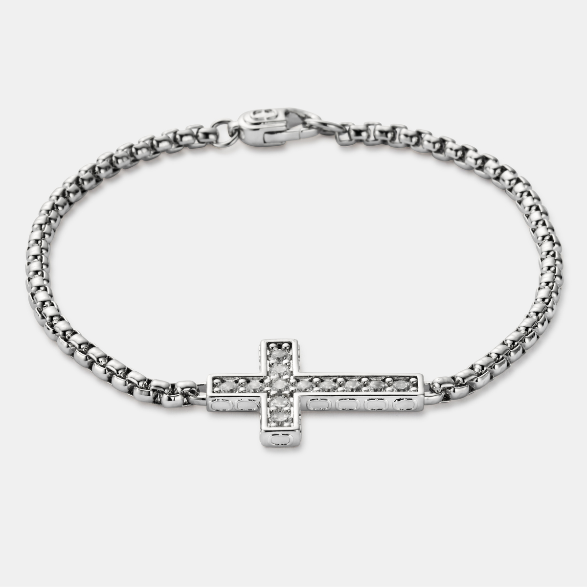 Pulsera de cruz helada (Plata)