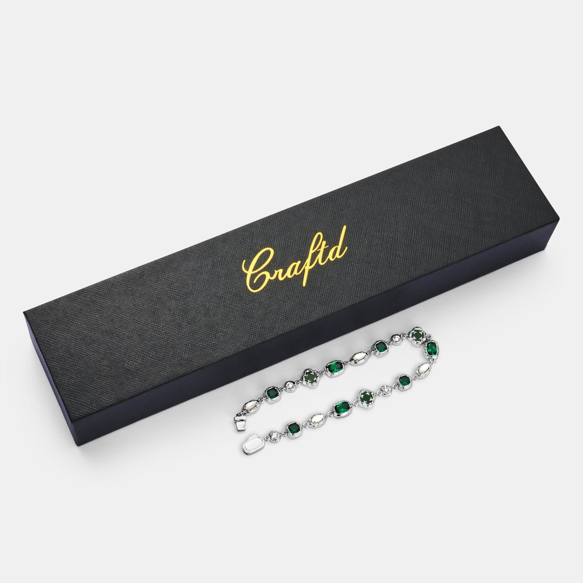 Pulsera de Piedra Esmeralda Derretida (Plata)