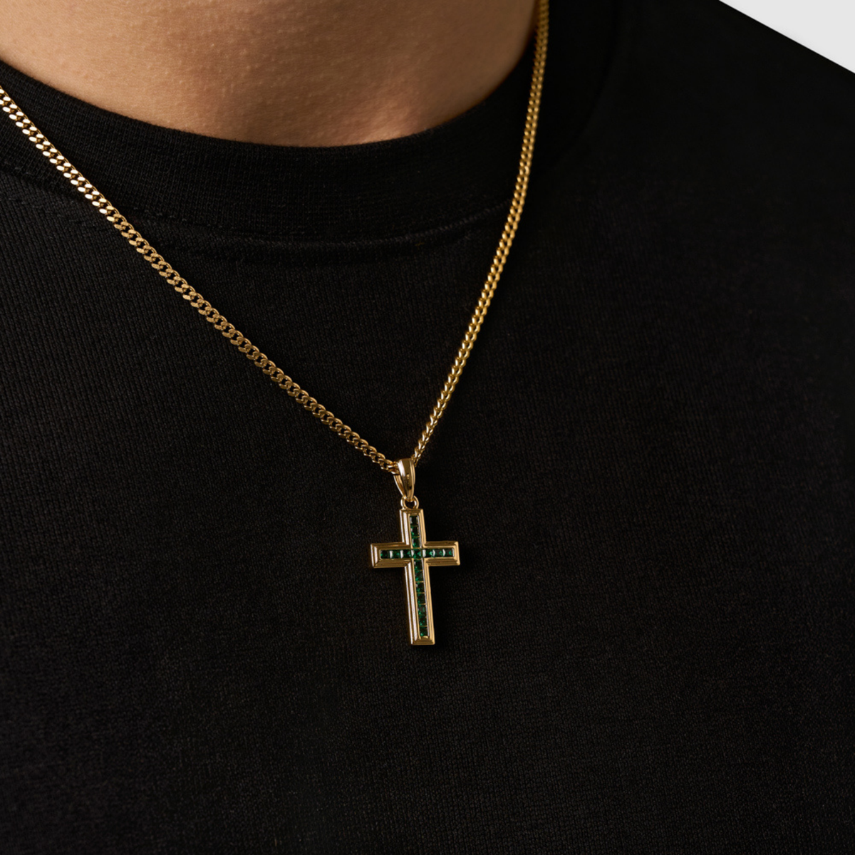 Cruz de Piedra Esmeralda (Oro)