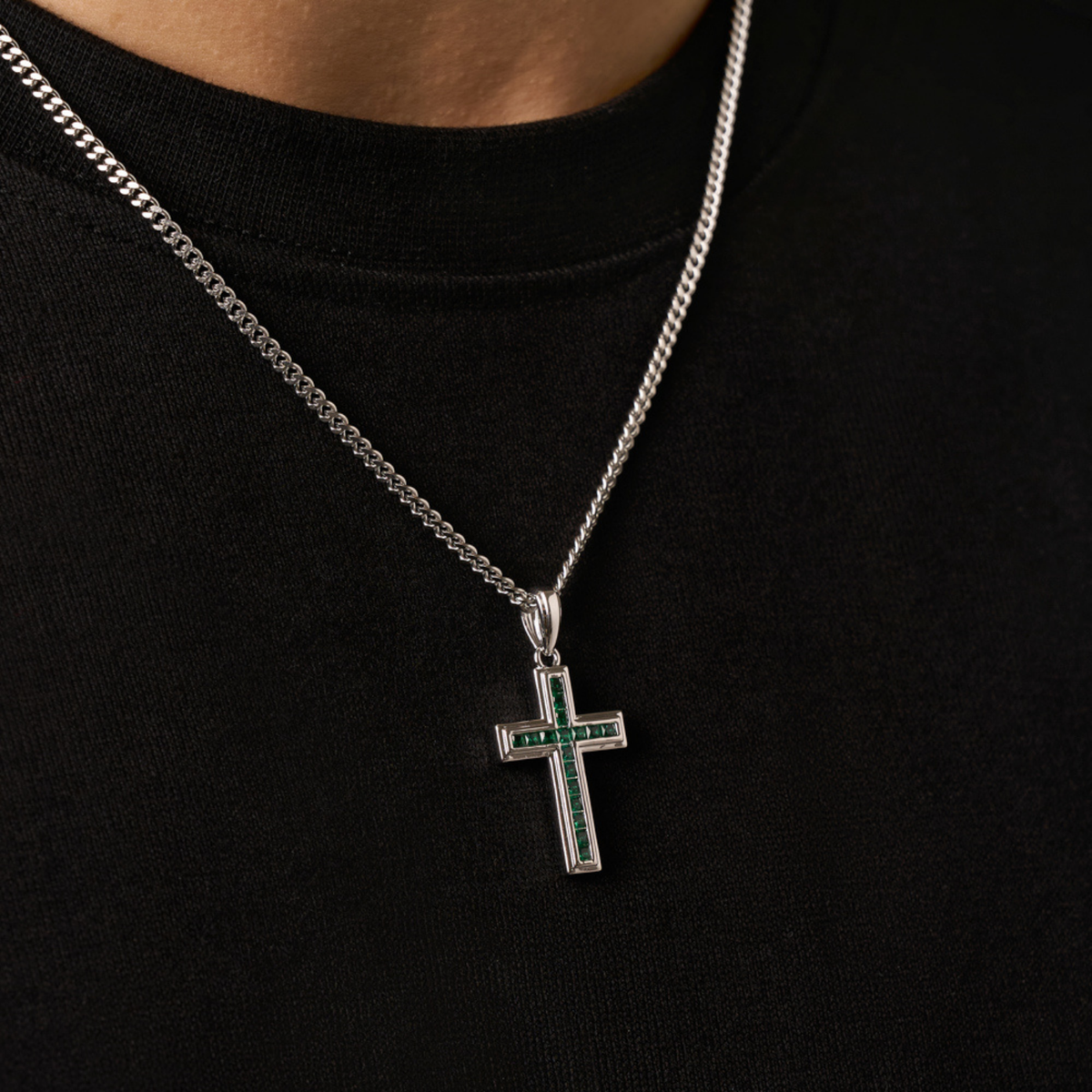 Cruz de Piedra Esmeralda (Plata)