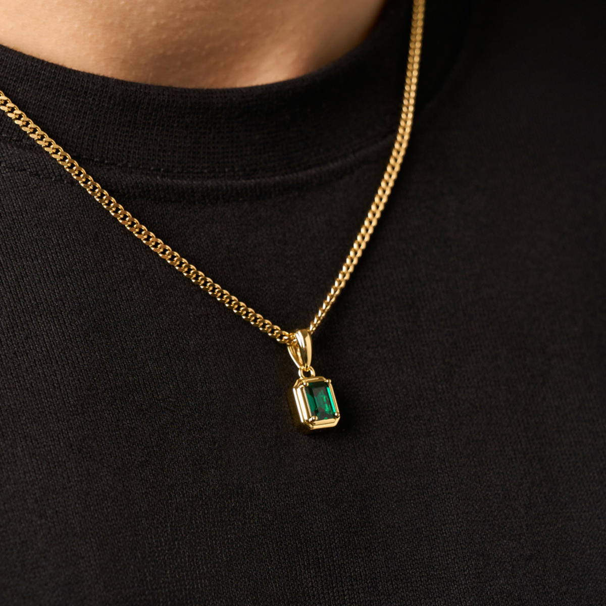 Rectángulo de Piedra Esmeralda (Oro)