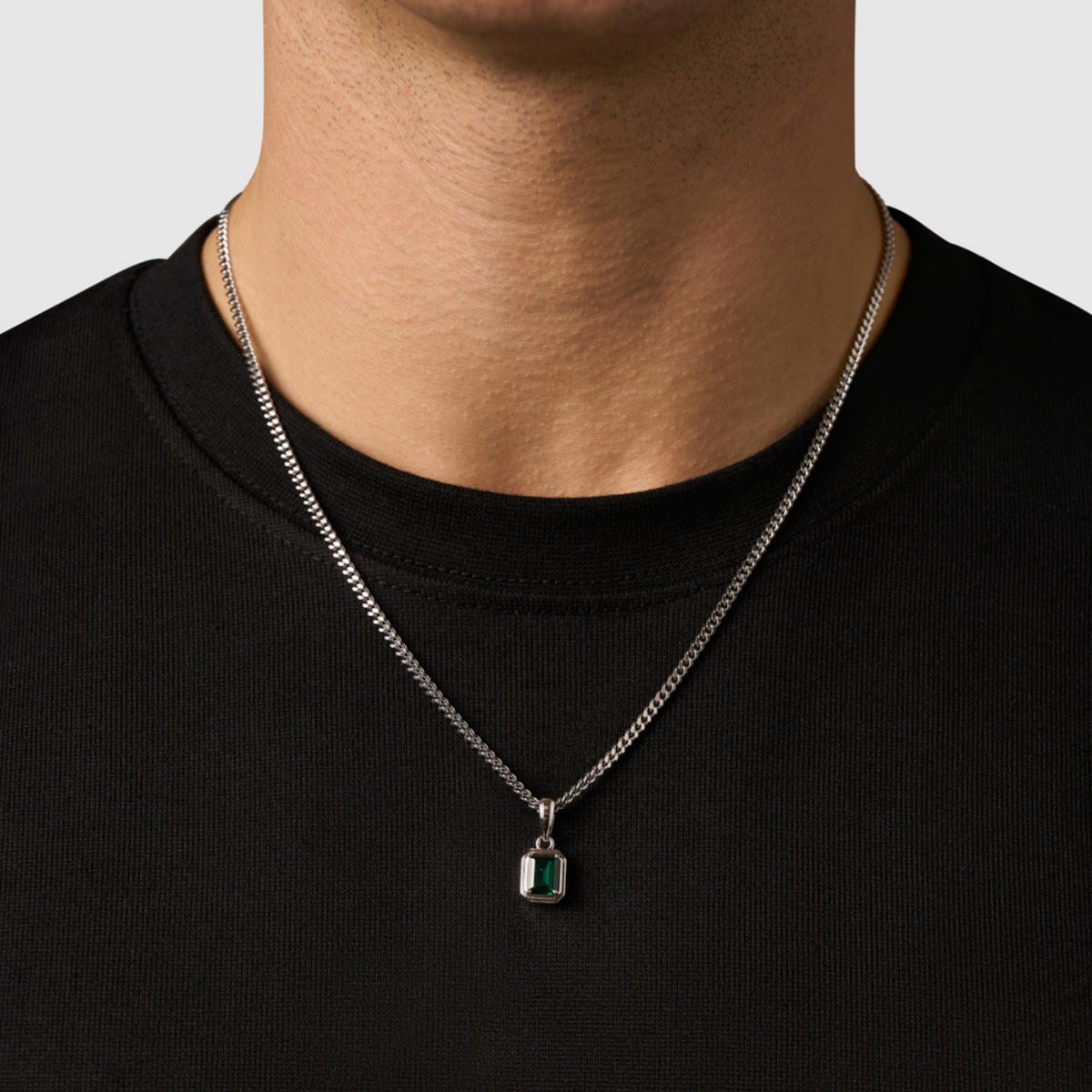Rectángulo de Piedra Esmeralda (Plata)
