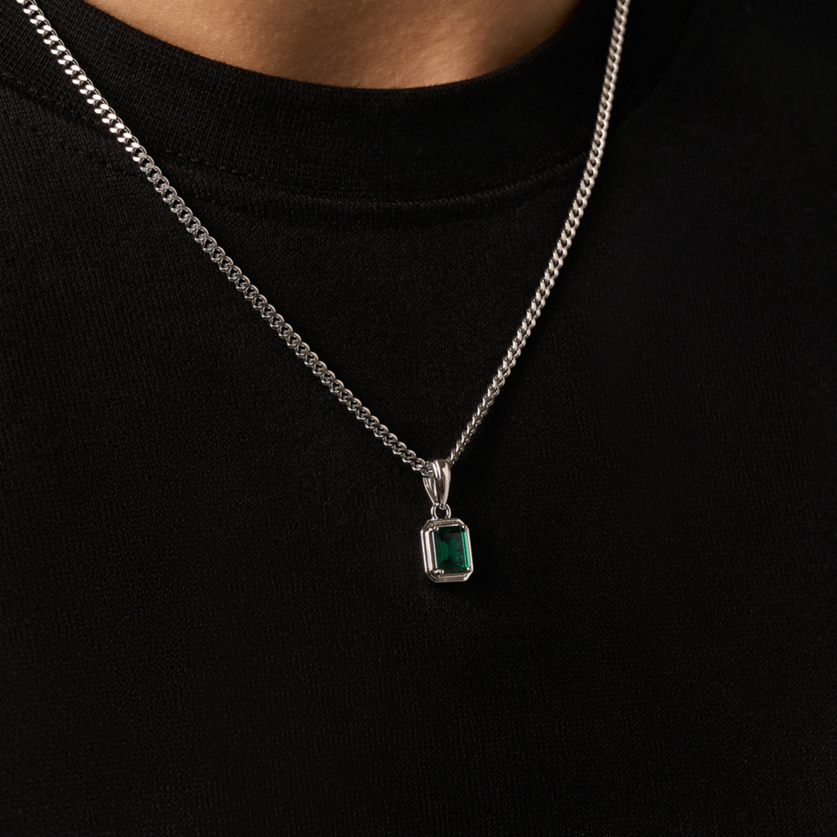 Rectángulo de Piedra Esmeralda (Plata)