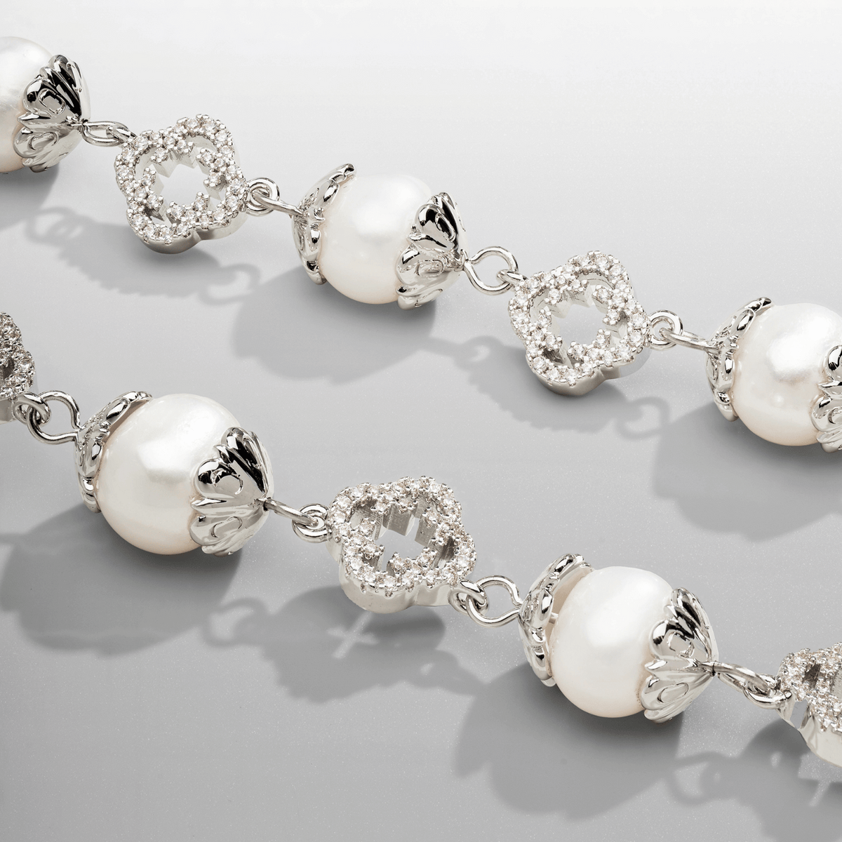 Pulsera de perlas reales de filigrana (plata)