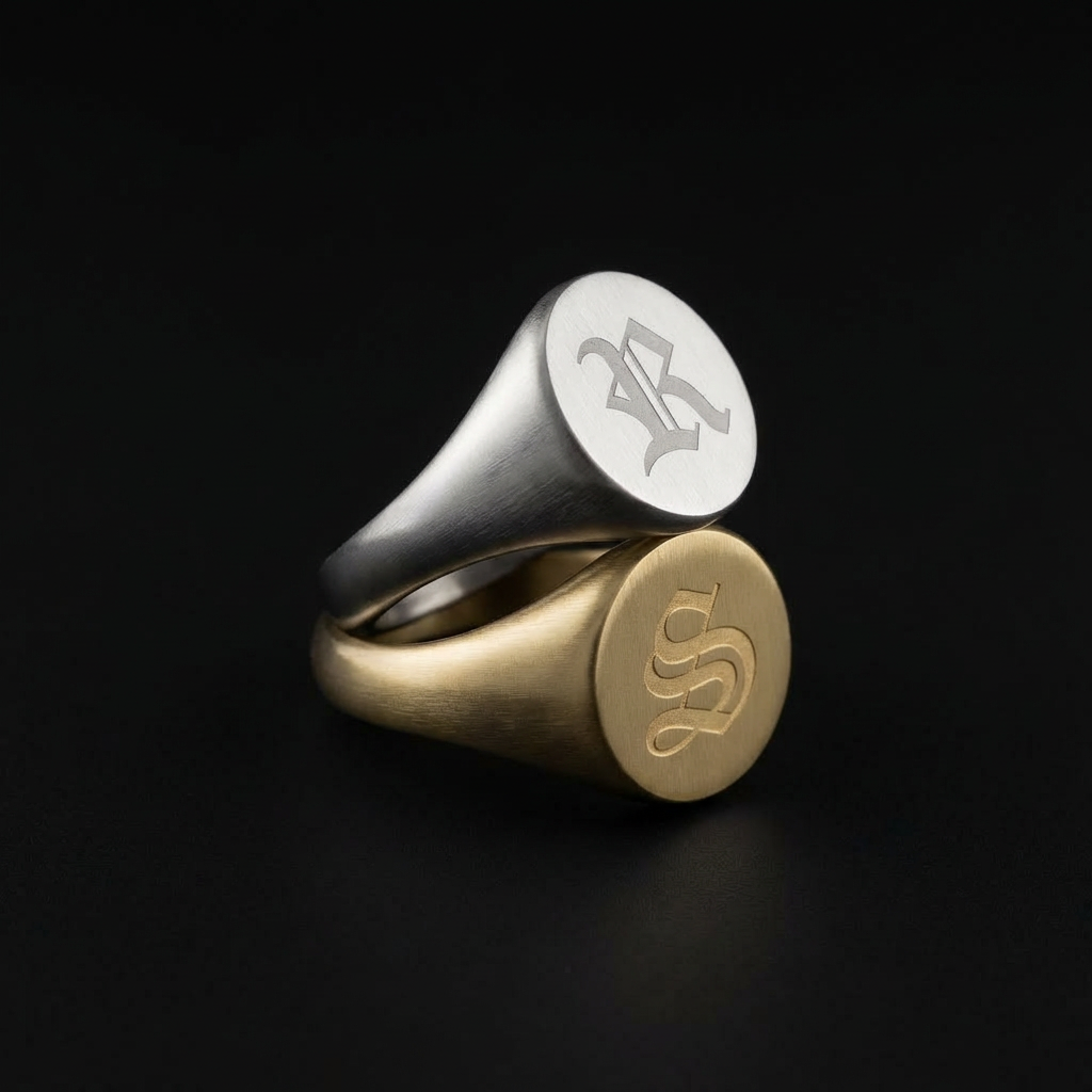 Anillo de sello inicial redondo