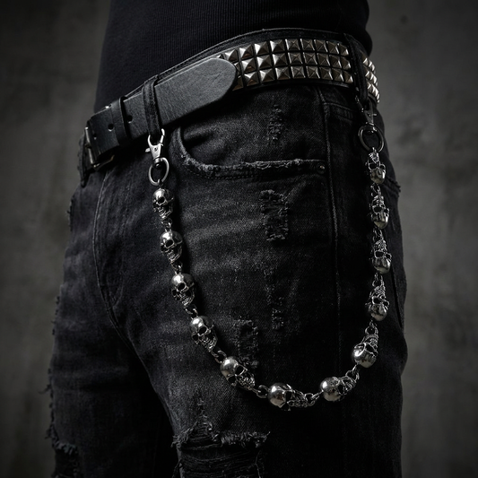 Cadena de cinturón con calaveras