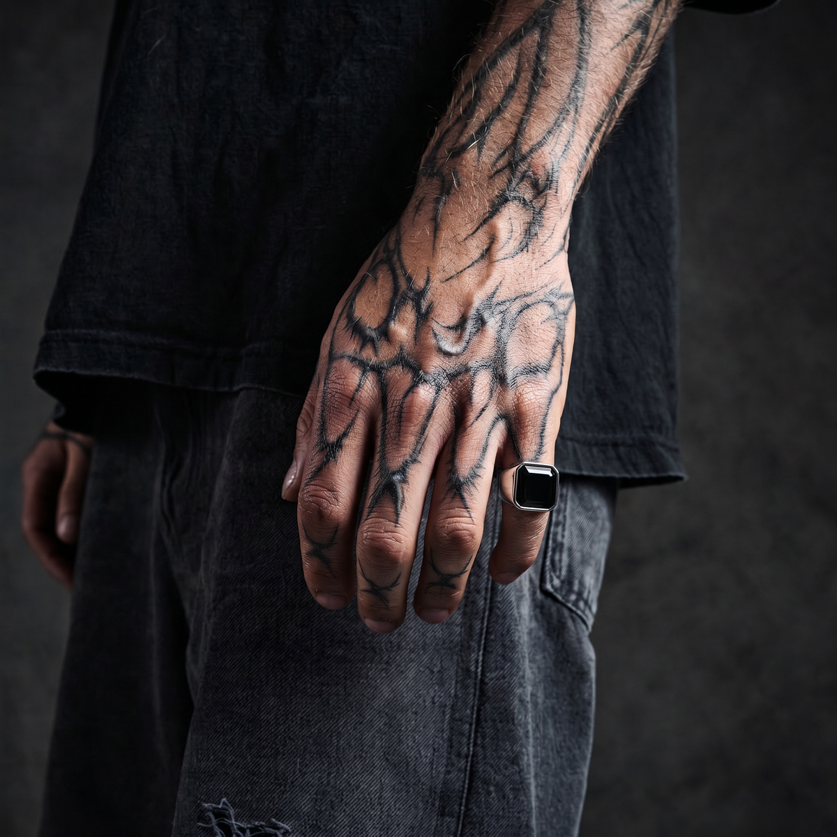 Anillo de sello negro