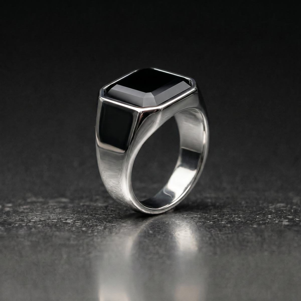 Anillo de sello negro