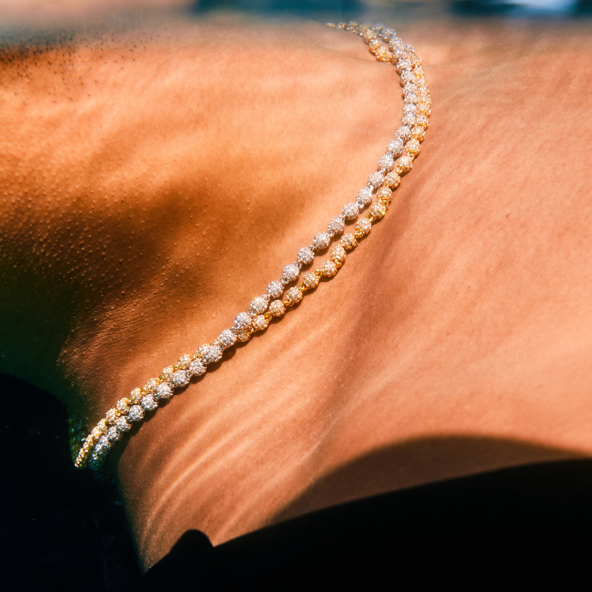 Collar de colgante de bola helada (Plata) 4mm