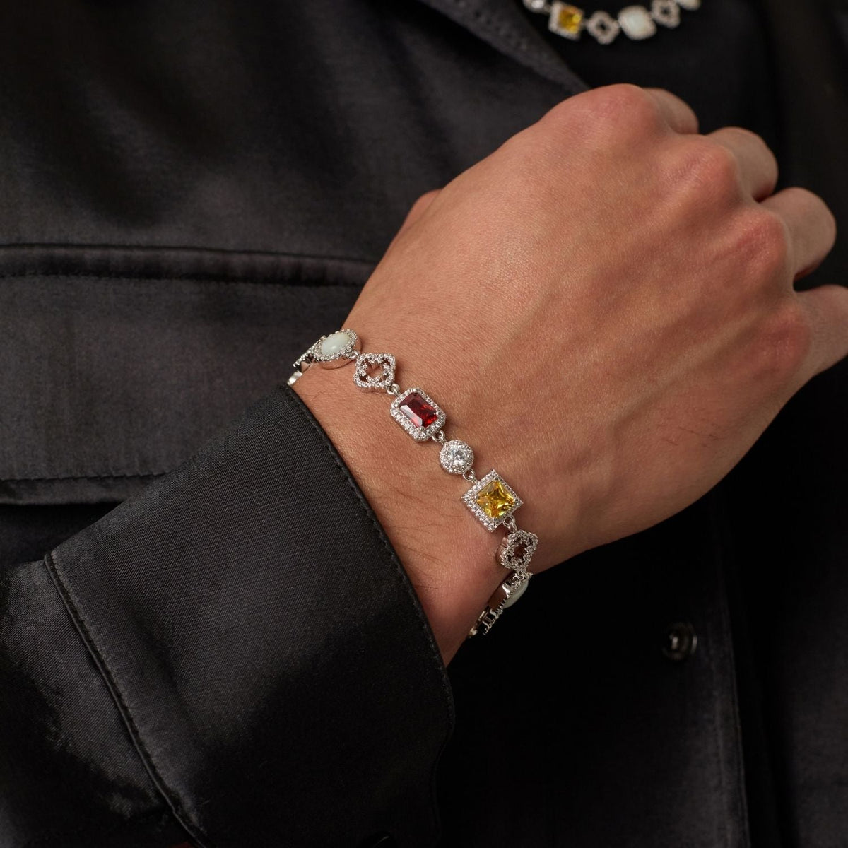 Pulsera de gema helada (plata)