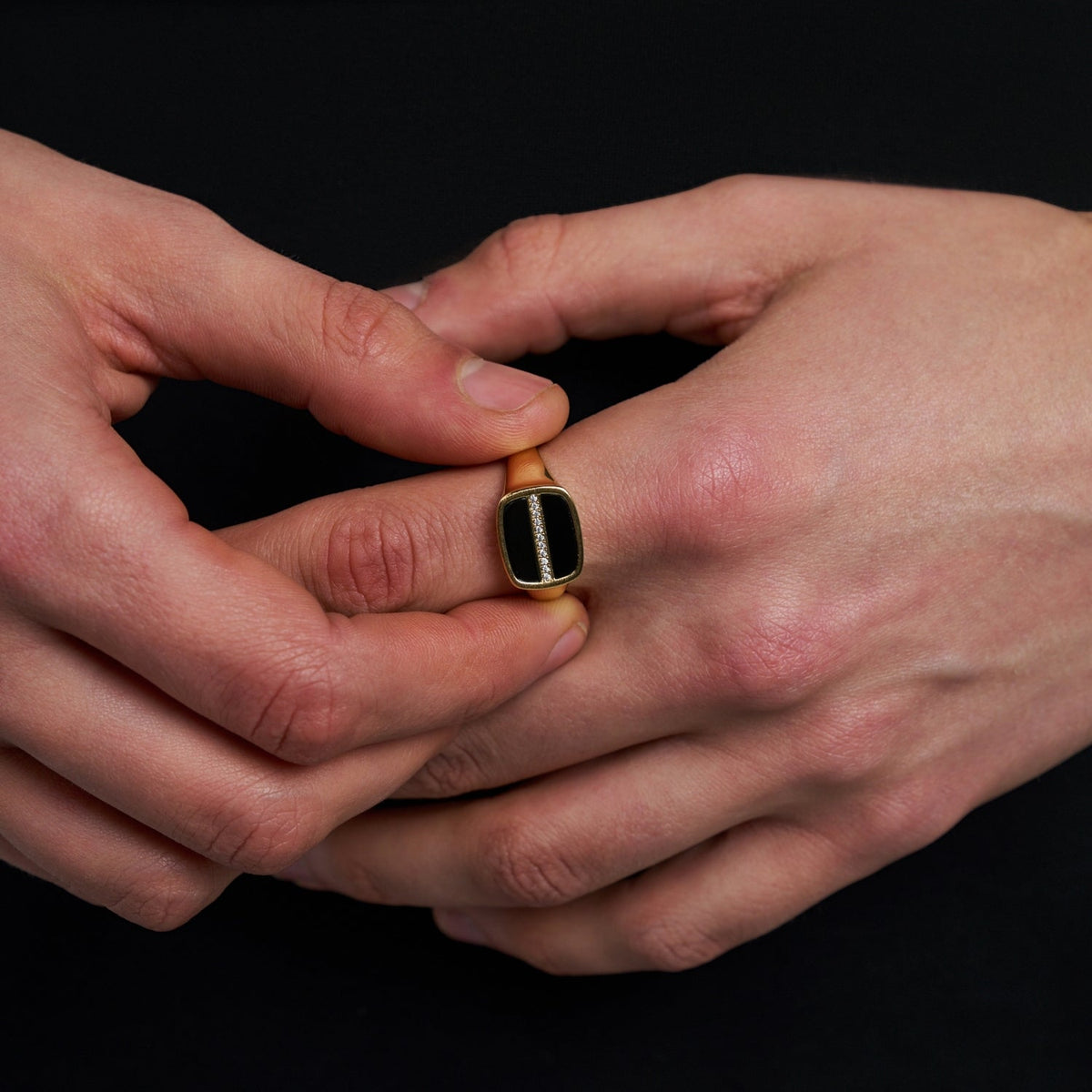 Anillo de sello de ónice helado (Oro)