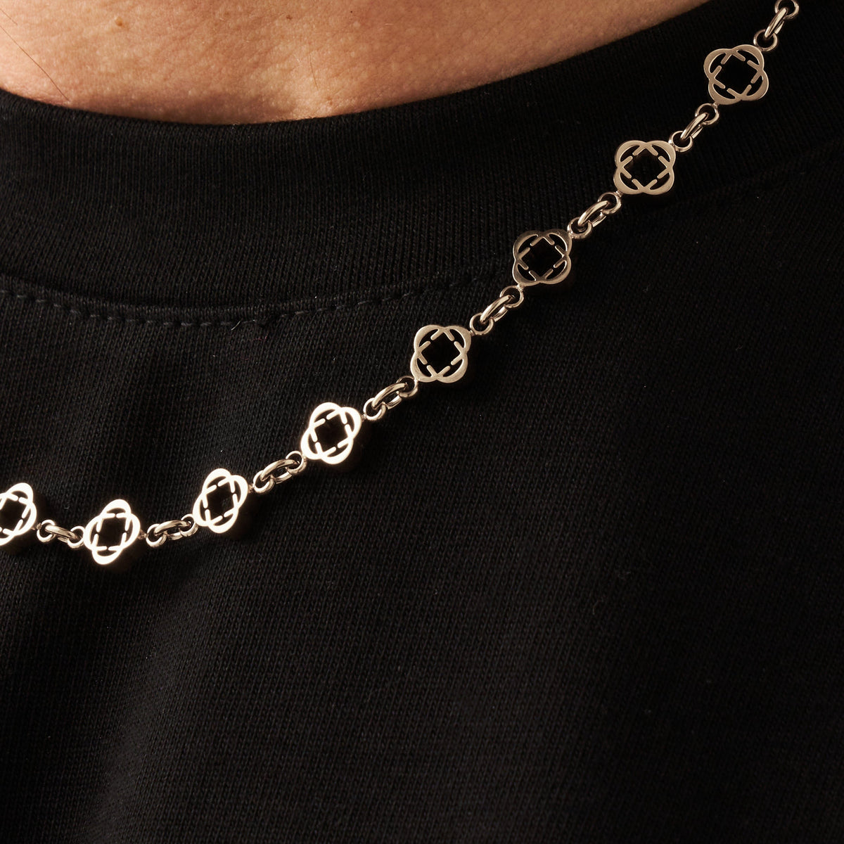 Collar de Enlace de Trébol (Plata)