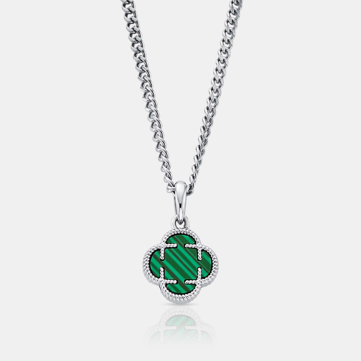 Colgante de Piedra de Trébol de Malaquita (Plata)
