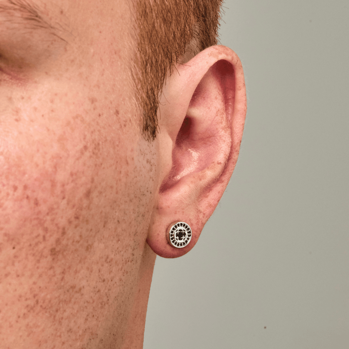 Onyx Clover Stud Earring (Silver)