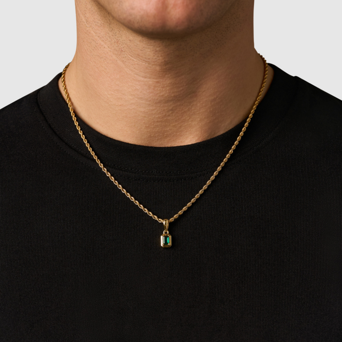 Rectángulo de Piedra Esmeralda Mini (Oro)