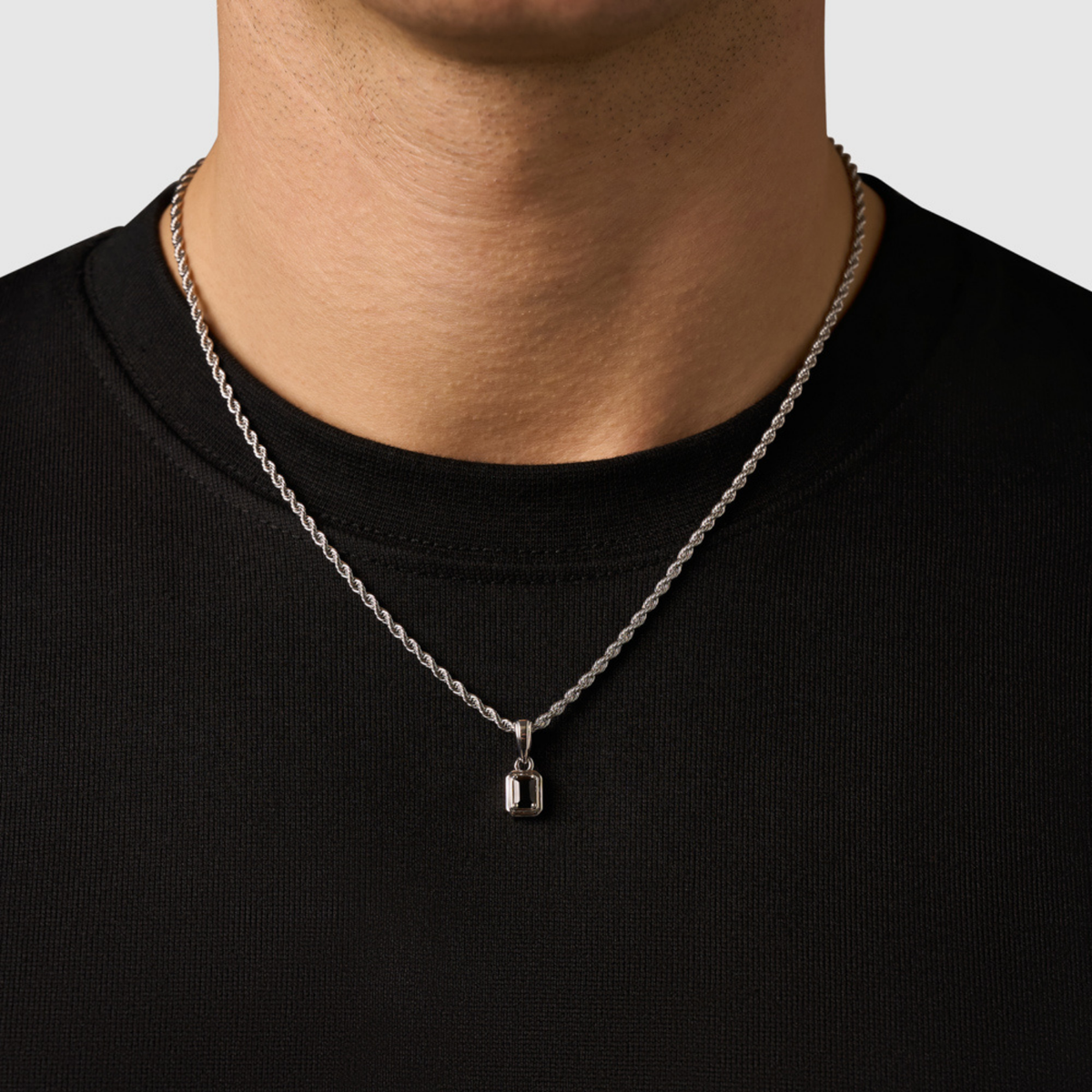 Rectángulo de Piedra Ónix Mini (Plata)