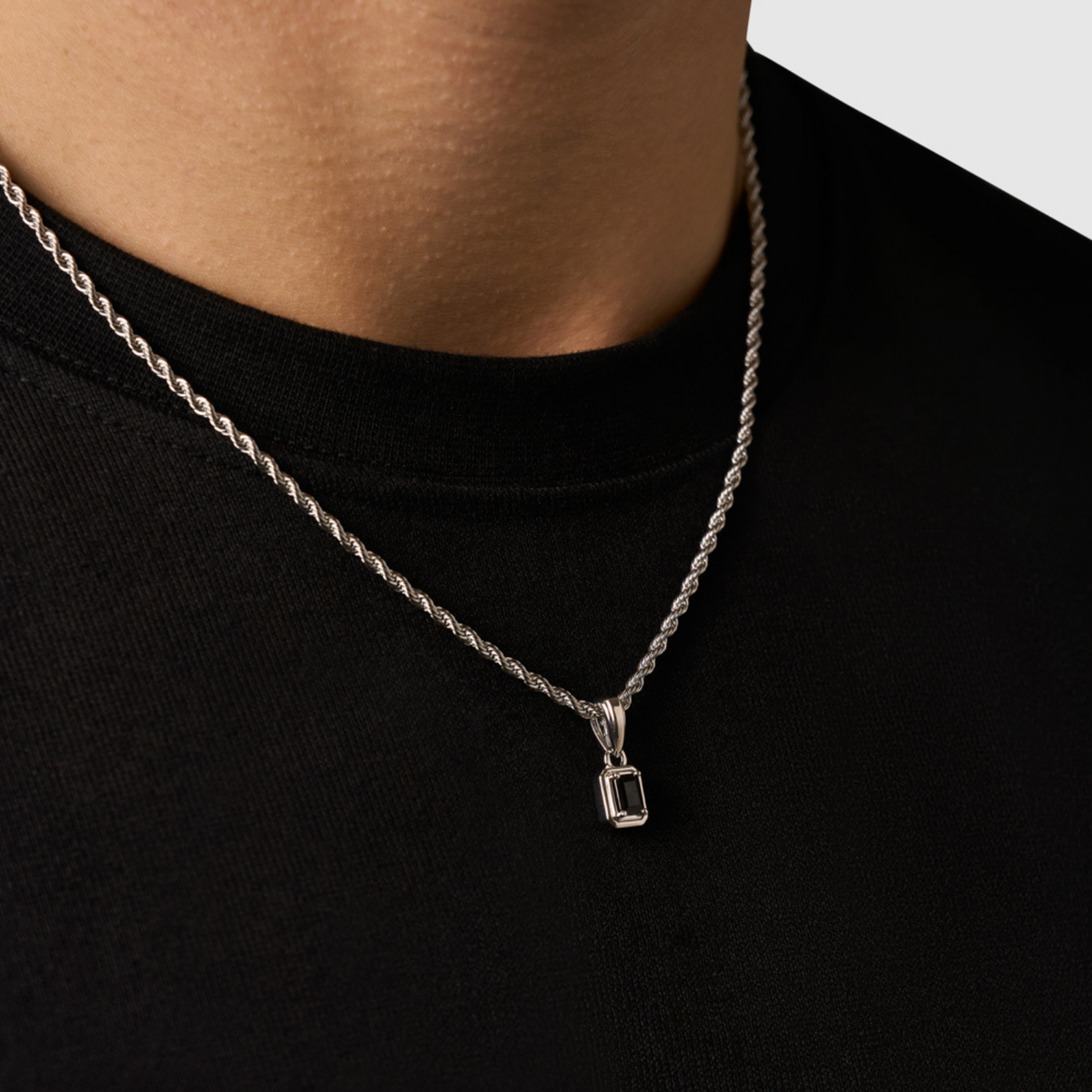 Rectángulo de Piedra Ónix Mini (Plata)