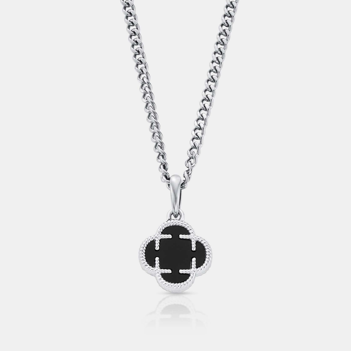 Colgante de Piedra de Trébol de Ónix (Plata)