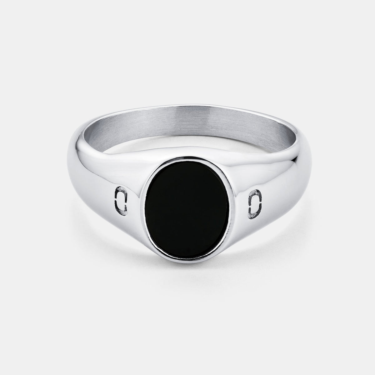Anillo Sello de Piedra Ovalada Ónice (Plata)