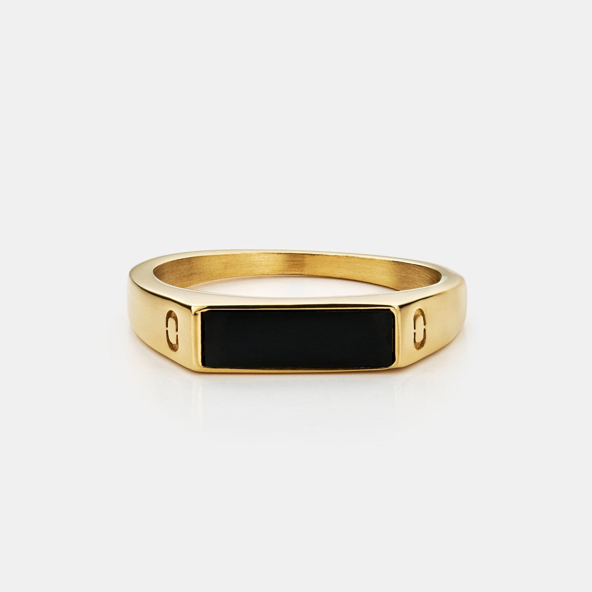 Anillo Sello de Piedra Rectangular Ónice (Oro)